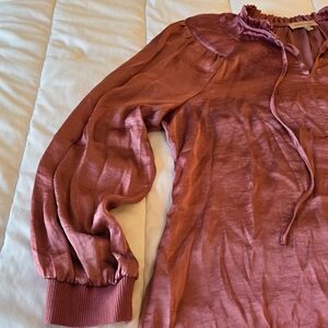 Philosophy Pink Silky Poet's Shirt with Smocked Shoulders Size XL